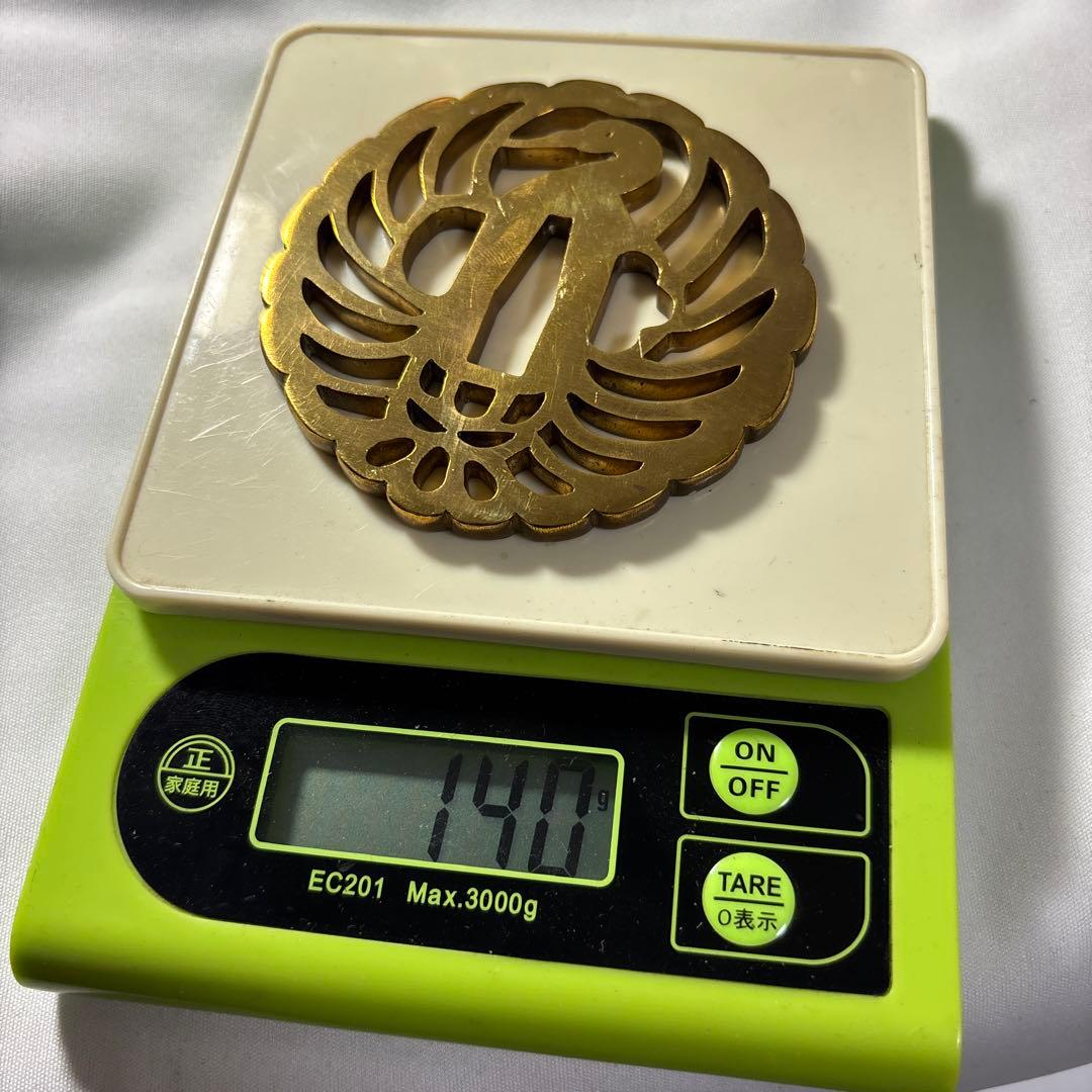 金色 鶴デザイン 鍔(つば) 鶴丸　鐔　武具