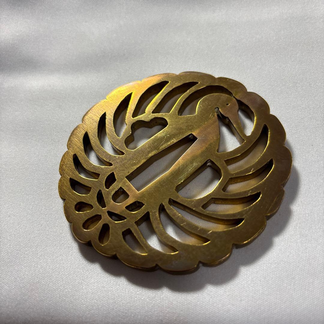 金色 鶴デザイン 鍔(つば) 鶴丸　鐔　武具