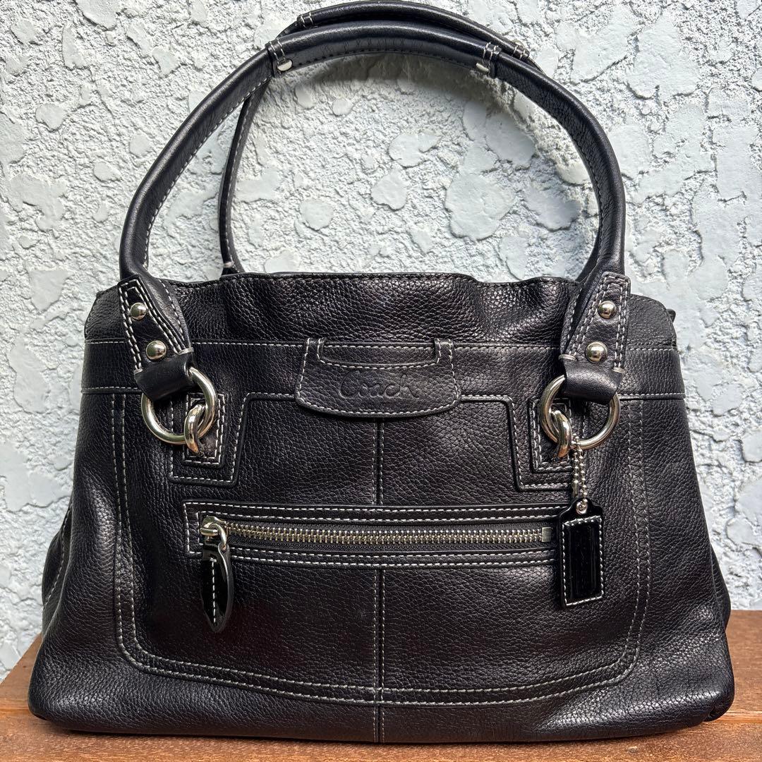 COACH コーチ　レザー　ブラック　ハンド　ショルダーバッグ