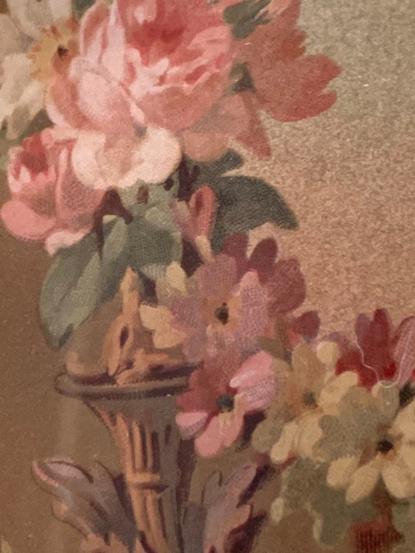 フランス製 アンティーク 1890年の装飾図案集色刷石版額装！花柄