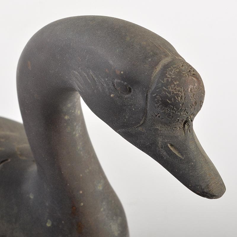 金工 秀山作 鋳銅 家鴨 アヒル 置物 一對 重さ合計約3.2㎏ G R7513