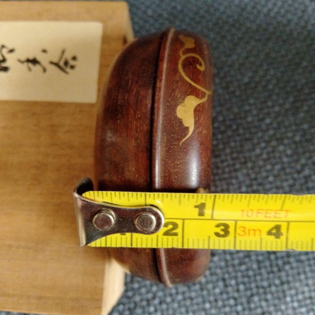 旧家蔵 中国骨董 清時代道光年製 紫檀金絲象嵌細工御香合