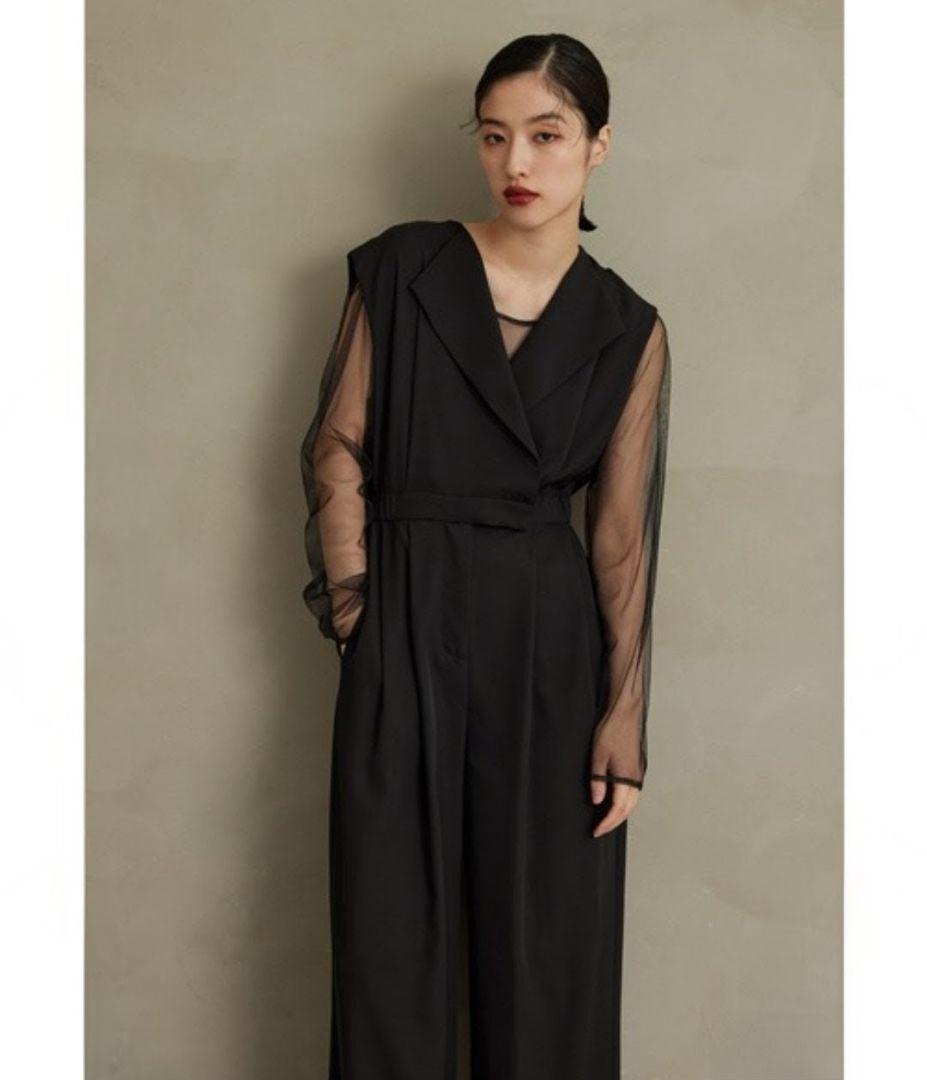 美品 niana ニアナ スタンドアウトカラーオールインパンツ パンツドレスL