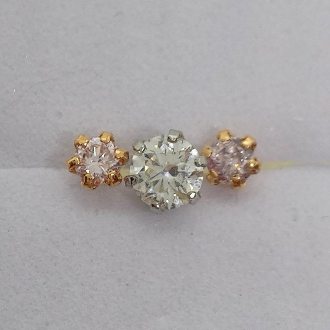K18PG 天然ピンクダイヤモンドピアス0.05x2＝0.10ct 新品未使用品