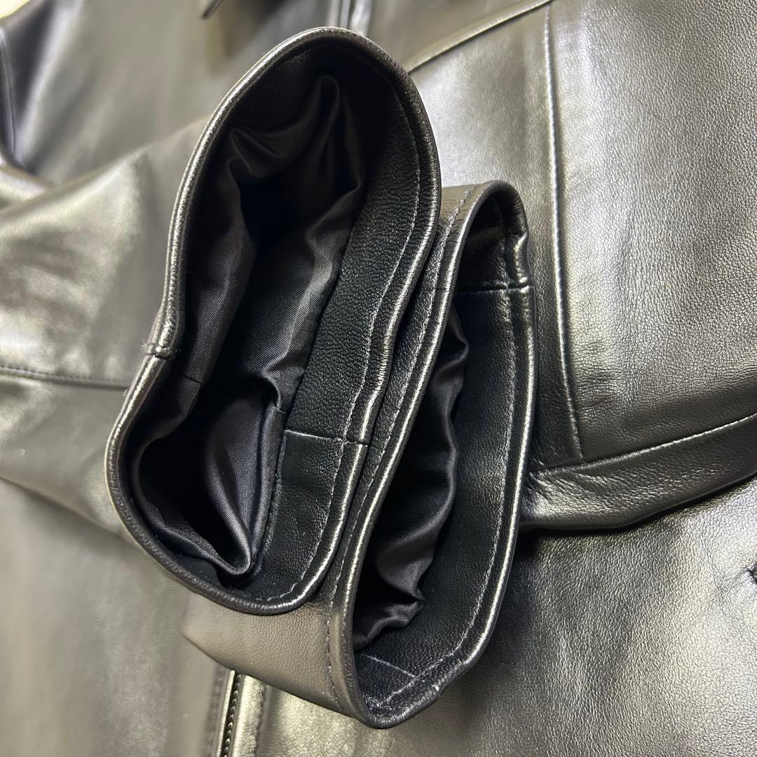 美品】25AW ユナイテッドアローズ シープレザー ジップ ブルゾン 黒 XL