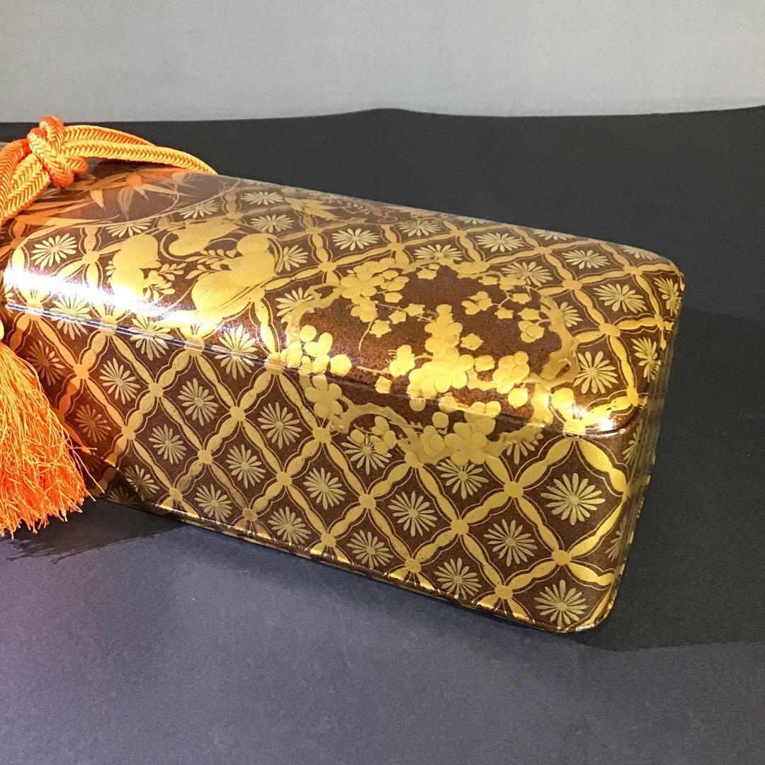 金蒔絵 松竹梅 文庫 江戸時代. Z3