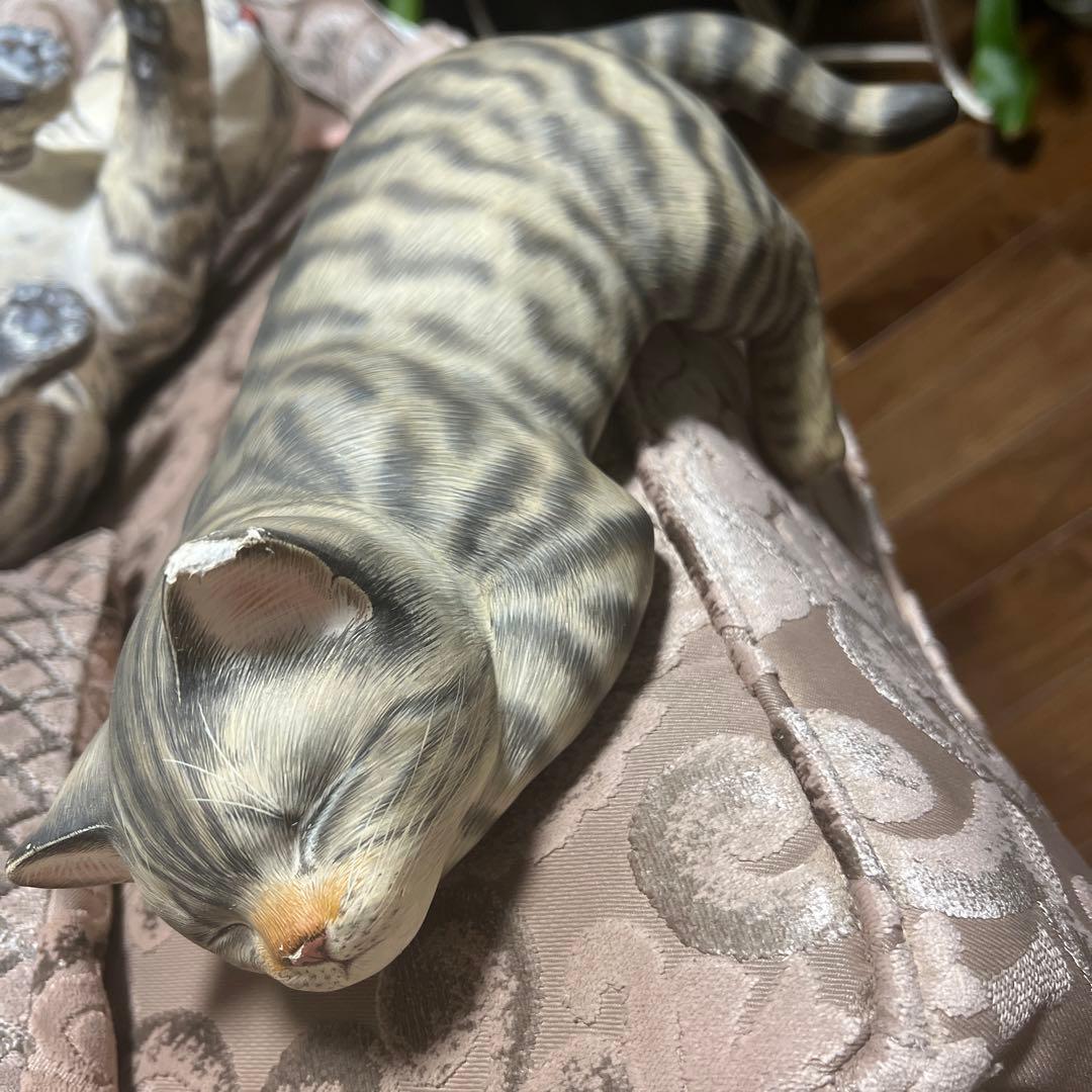 宮地乃梨子様作の張子の猫リアルな猫貴重置物