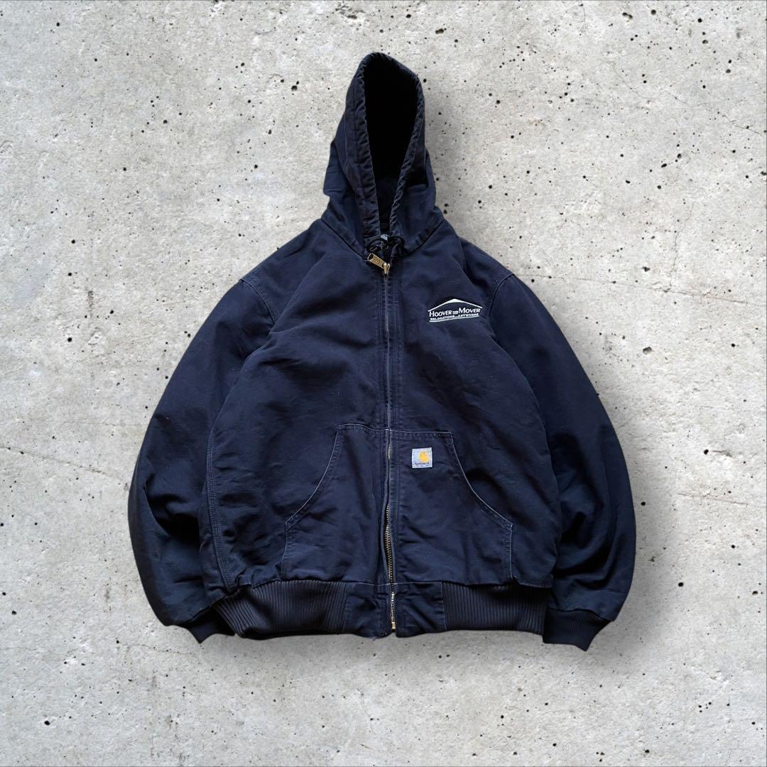 【00s】USA製carharttアクティブジャケット　ダック地　企業ロゴ タグ付き未使用品 USA製 carhartt アクティブジャケット 黒 2XL | 古着