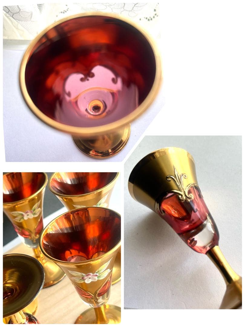 イタリア ベネチアングラス ヴィンテージ シャンパングラス （3個）