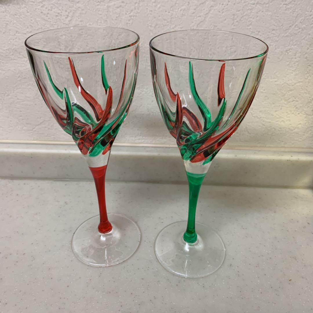 ☆CC 安い ZECCHIN ワイングラス ペア ベネチアンガラス ゼッキン ☆CC
