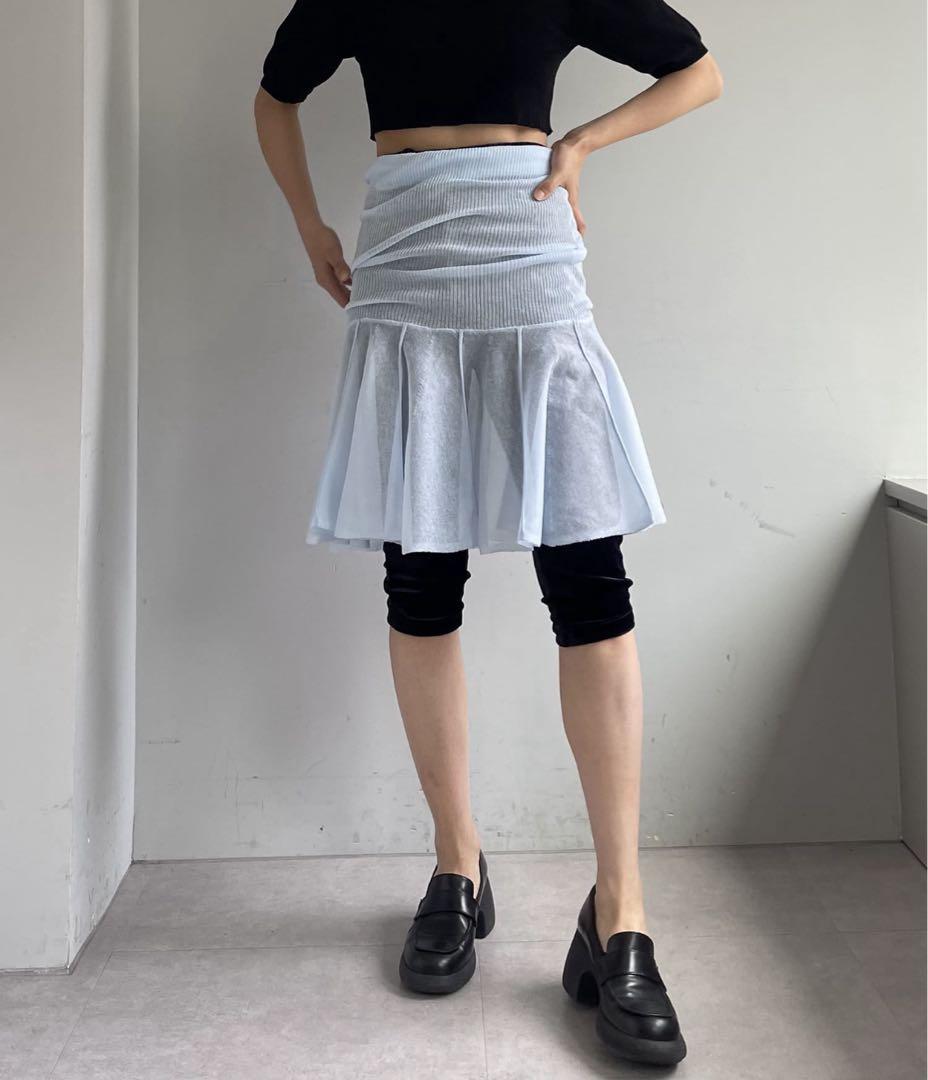 スカート Pasterip sheer middle layeringskirt