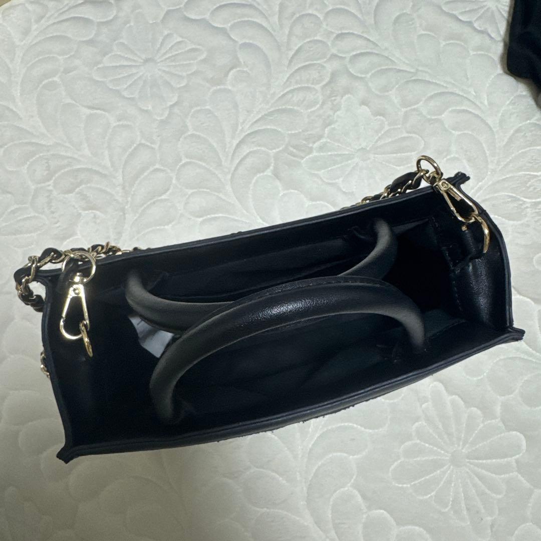 furfur ツイードロゴトートバッグ　ショルダーバッグ　黒　ブラック