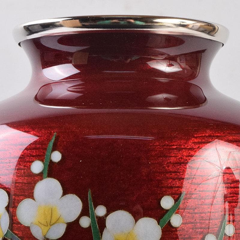 七宝焼　相互七宝謹製　透釉　菊文　花瓶　共箱　M　R9087