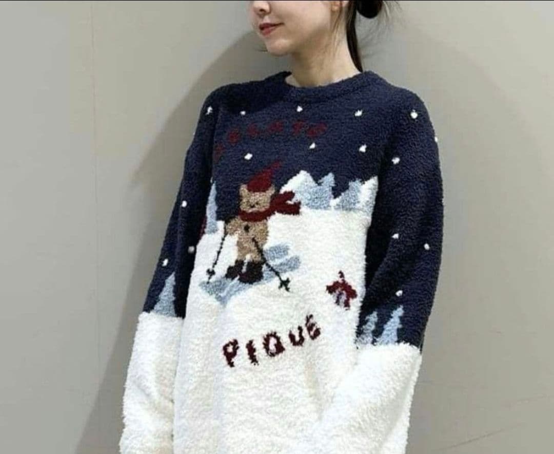 ジェラートピケ【限定品】スキーベアジャガードプルオーバー【NVY】