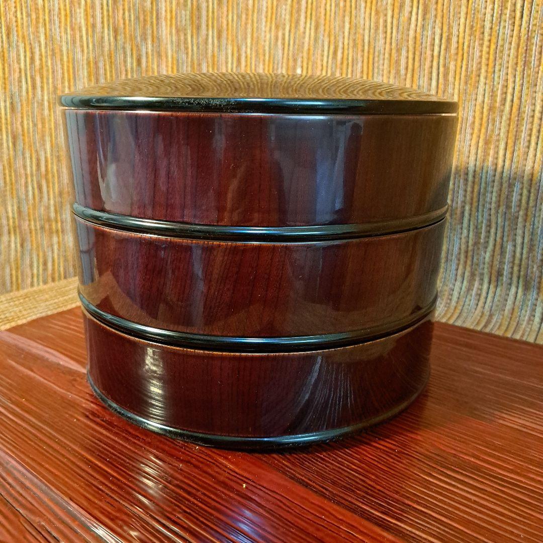 田中重希の拭 漆塗り重箱 3層 深い赤色