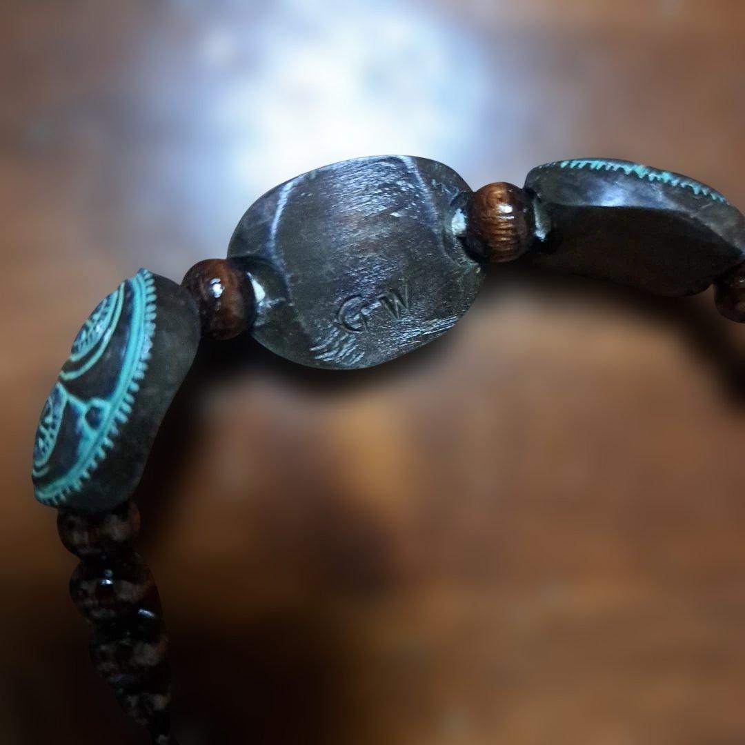 アイヌ木製彫刻模様ネックレス・バレッタ・ブレスレット6点セット