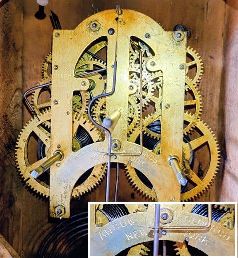 〈完動・美品〉アンソニア　八角合長ゼンマイ振り子時計　アンティーク古時計