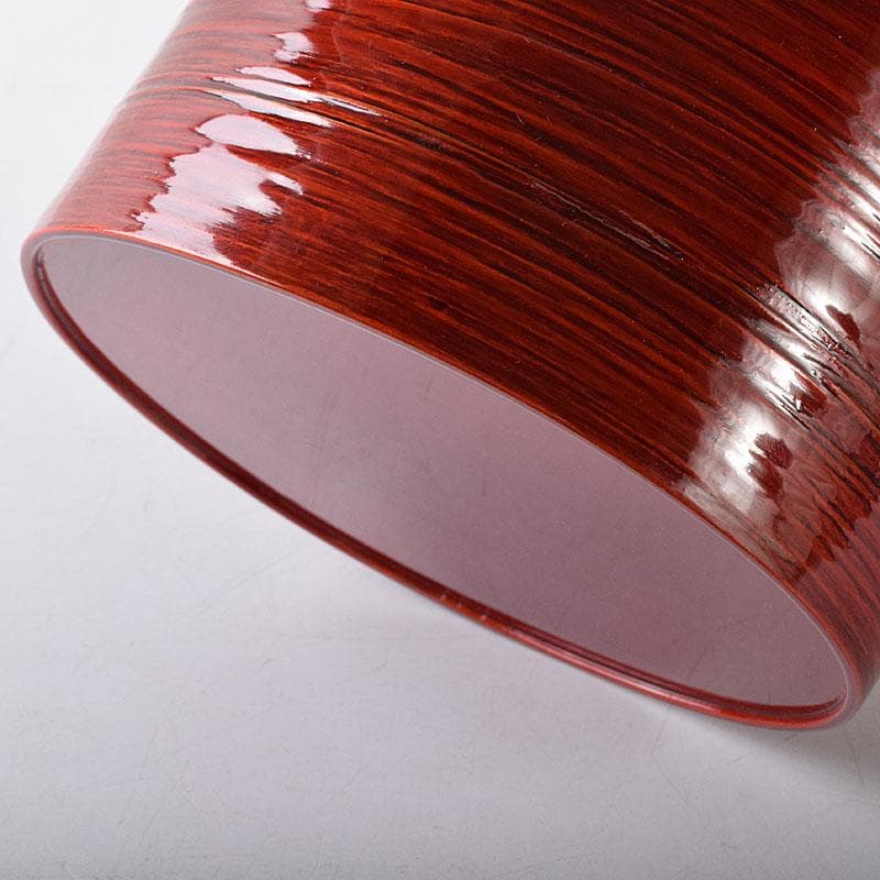 茶道具　伝統工芸　飛騨紅春慶塗　へぎ板曲建水　共箱　C　7863