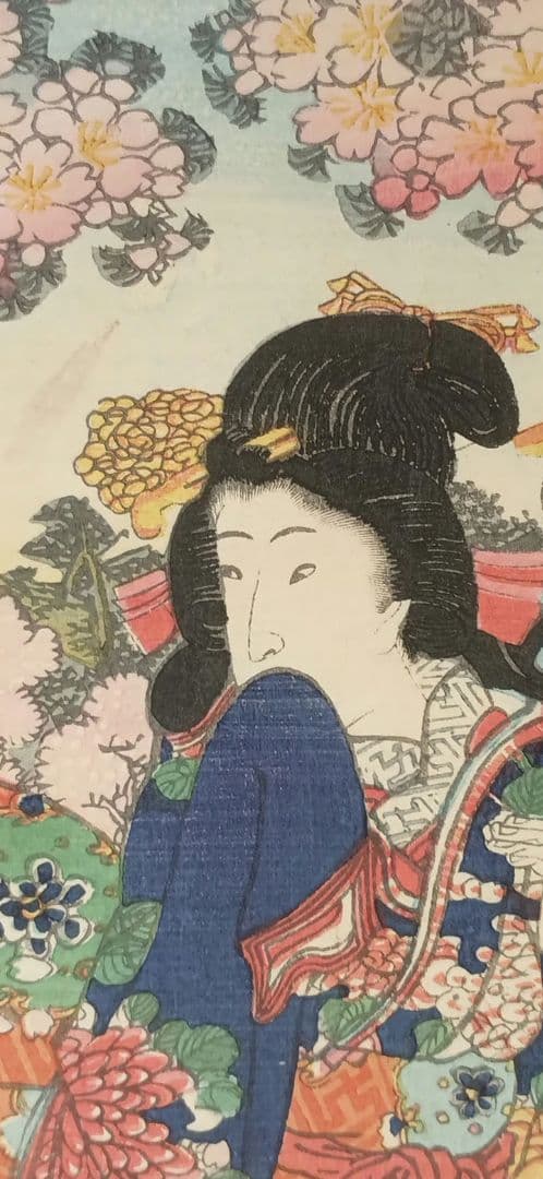 浮世絵、偐紫源氏姿美多て八景の内春嵐、二代国貞