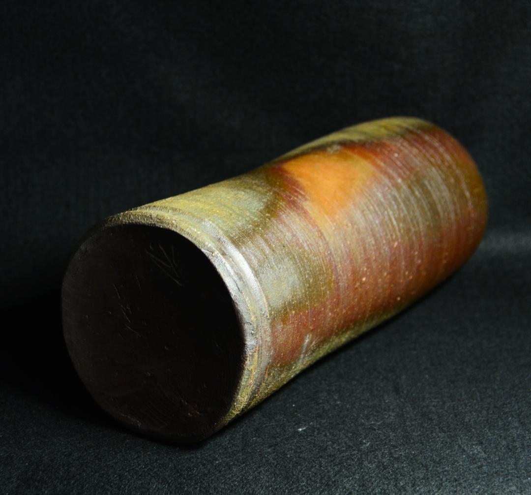 人間国宝　藤原雄　カセ胡麻窯変花入（最上位作） M257