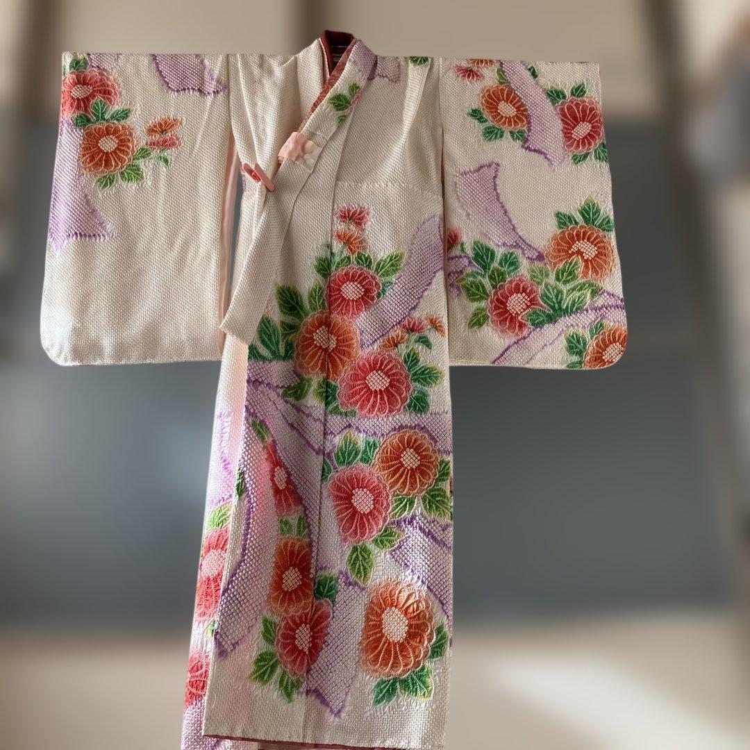 藤娘きぬたや　正絹総絞り　七五三四つ身祝い着
