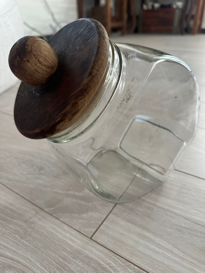 ヴィンテージ ショップ購入ガラス瓶おかし入れアッシュペー　アンティーク古道具 ヴィンテージ ショップ購入ガラス瓶おかし入れアッシュペー