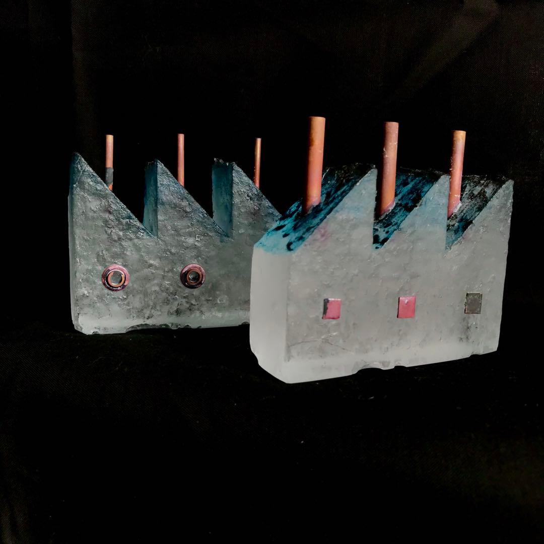 ガラス作家 佐伯泰典作 「夢工場 夜の天蓋」お香立て