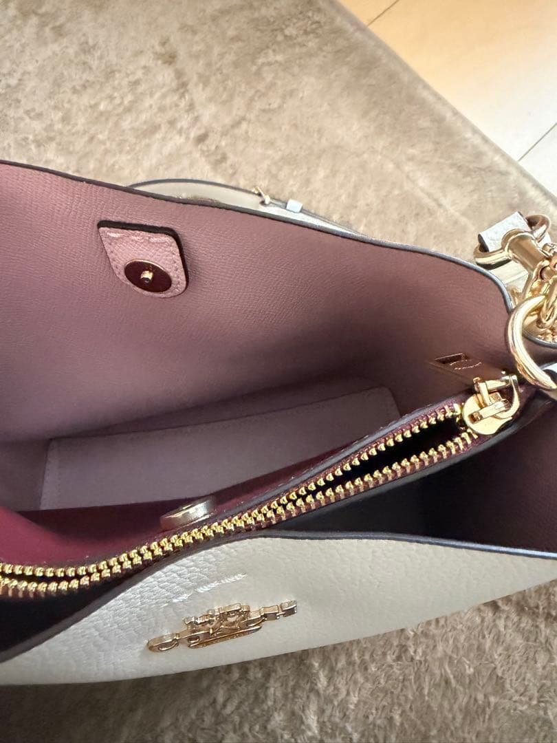 COACH ホワイト レザー ショルダー ハンド バッグ