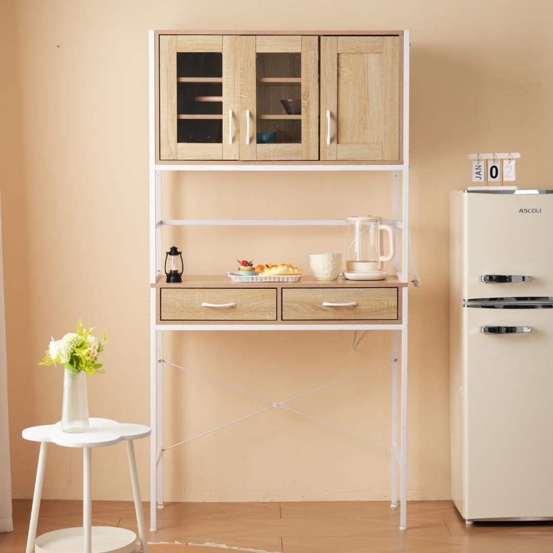 45L 白×ナチュラル アメリカン ダストボックス お洒落ゴミ箱 分別 木製