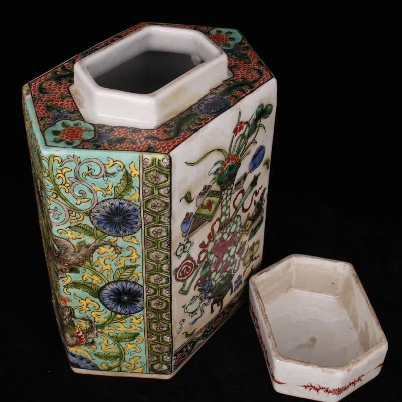 清康熙パステル博古紋茶壺 景徳鎮 陶磁器 装飾品 現代工芸品美術品 置物