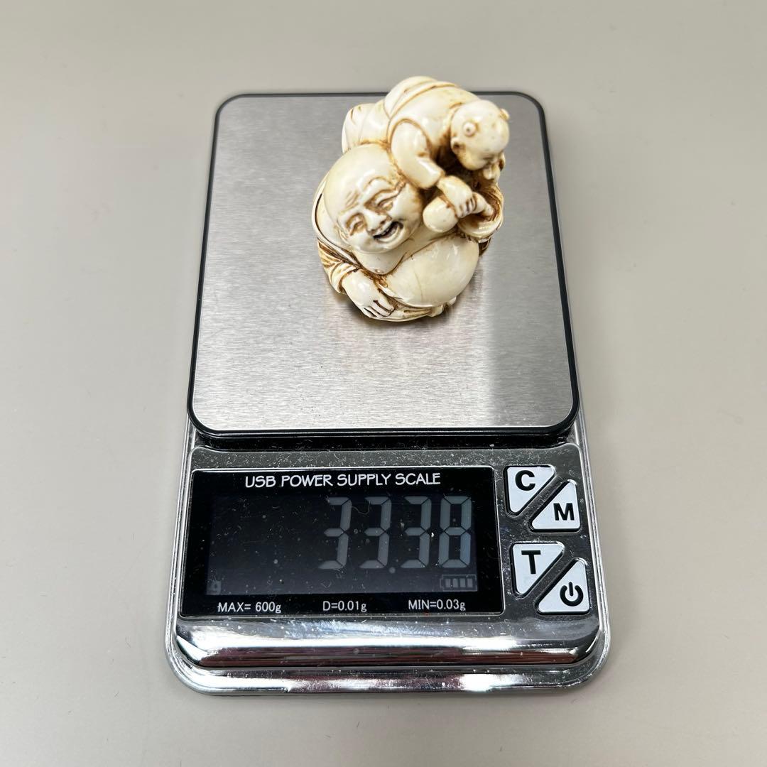 仏像と小僧の彫刻極上根付天然素材アンティーク骨董飾り物古美術置物細密