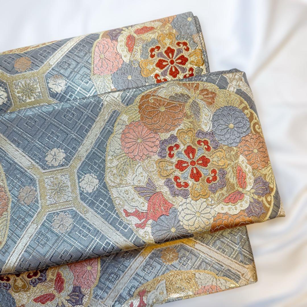 一体型 ワンタッチ帯 作り帯 マジックテープ 佐賀錦 豪華 袋帯 二重太鼓