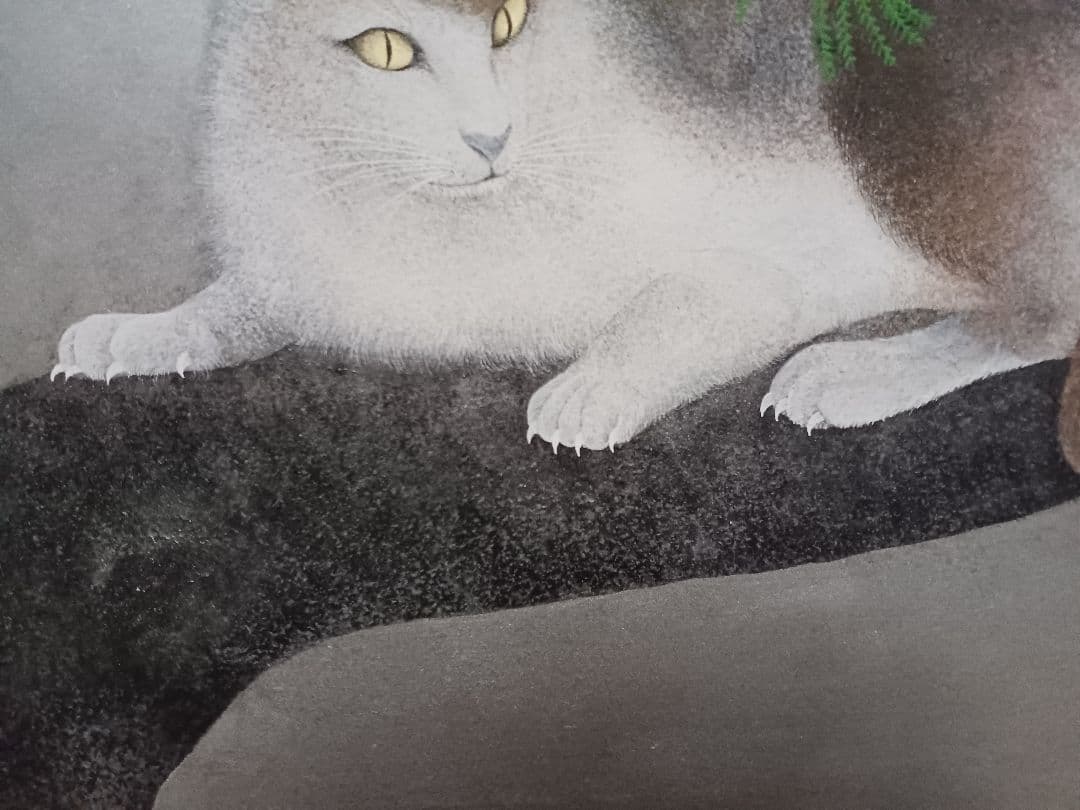 ◇ 佐藤昌美(佐藤晨)「緑韻」日本画 猫 F10号 創画会会員 紺綬褒章