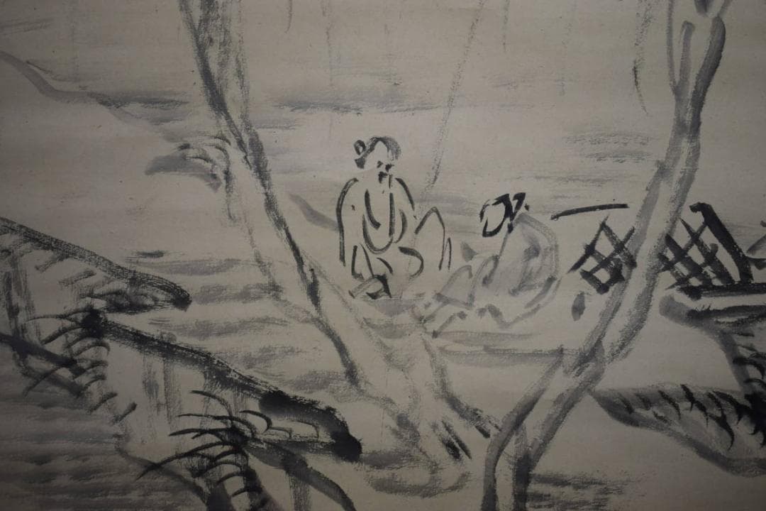 真作/頼支峰/柳陰清話/山水人物図/布袋屋掛軸HI-350