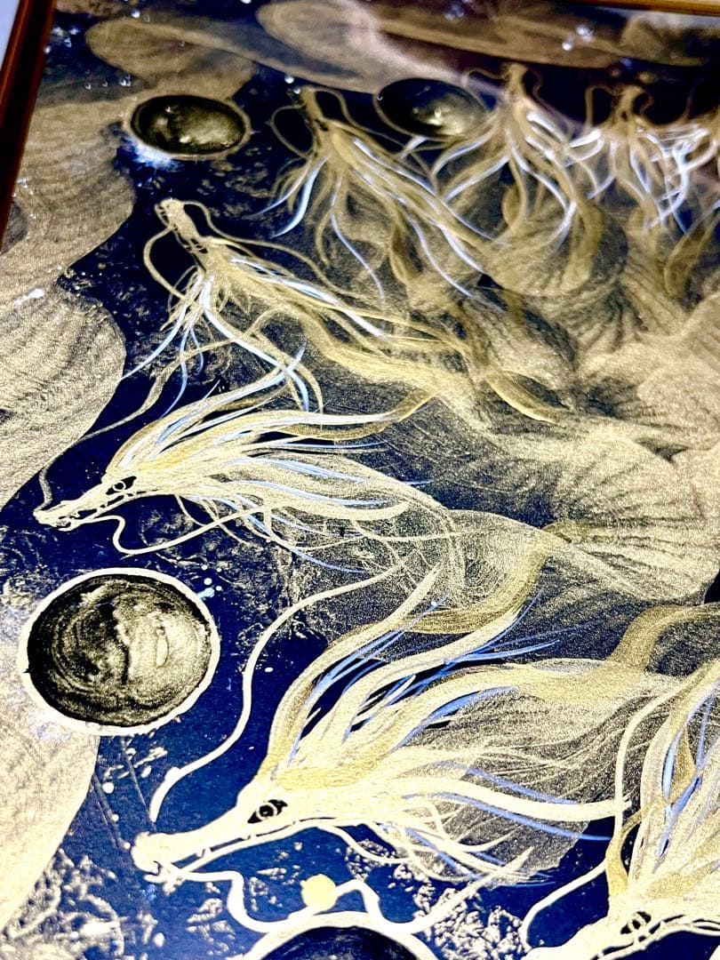 九頭龍大権現】 開運 置物 龍神 アート 絵 一筆龍 ギベオン イミラック