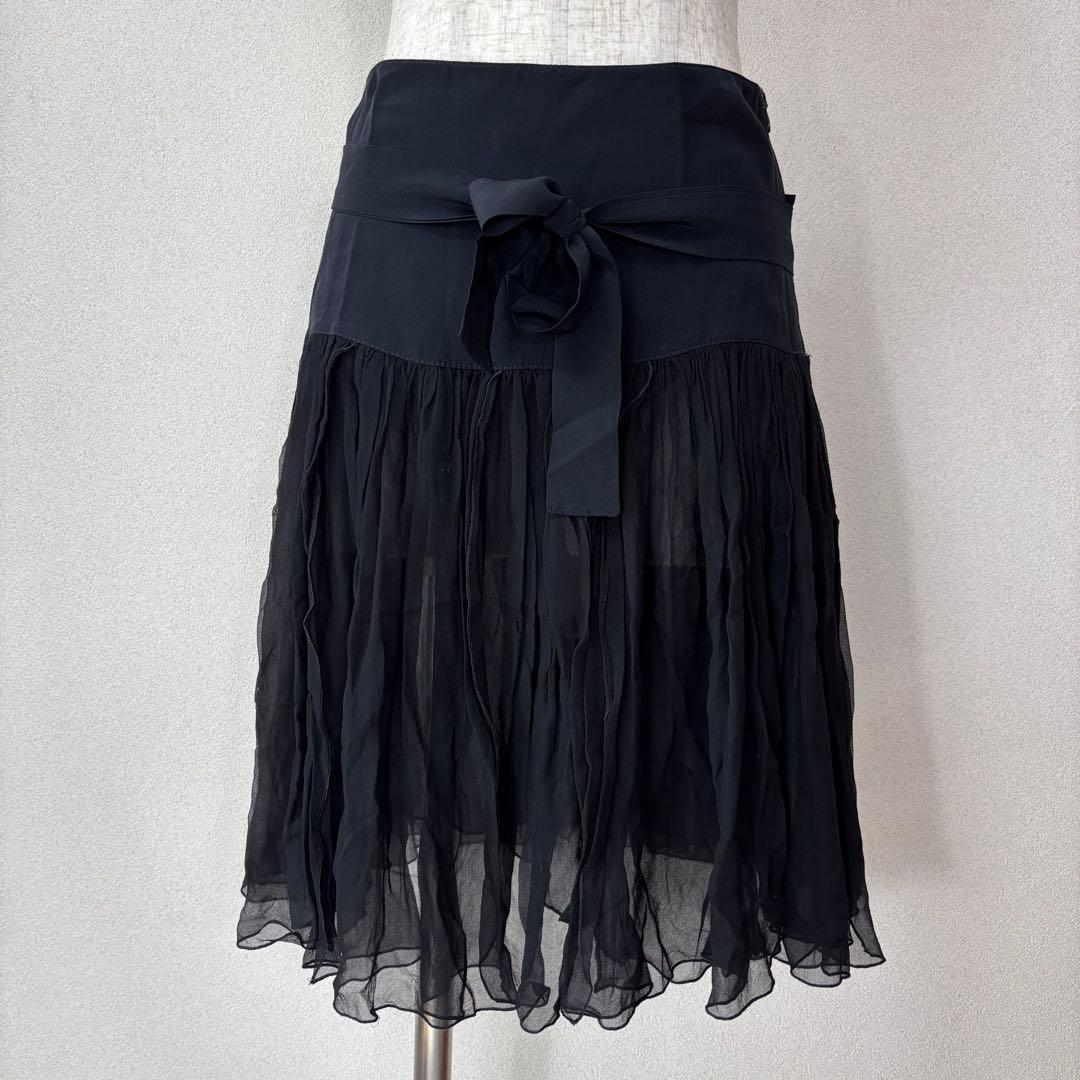 Blumarine ブルマリン シフォンスカート ブラック シルク イタリア