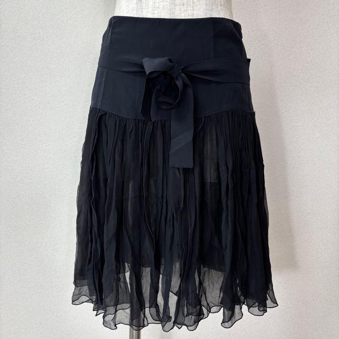 Blumarine ブルマリン シフォンスカート ブラック シルク イタリア