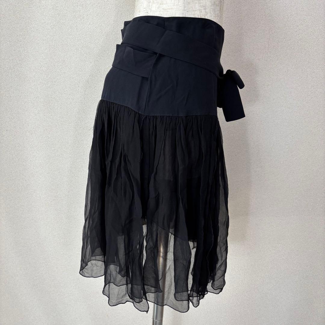 Blumarine ブルマリン シフォンスカート ブラック シルク イタリア