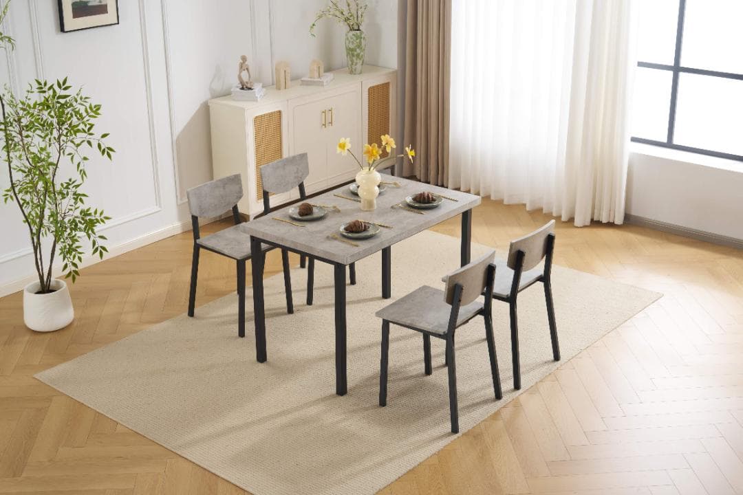 新登場！4人掛け テーブル＆チェア4脚 オシャレ北欧風 幅110 GRAY