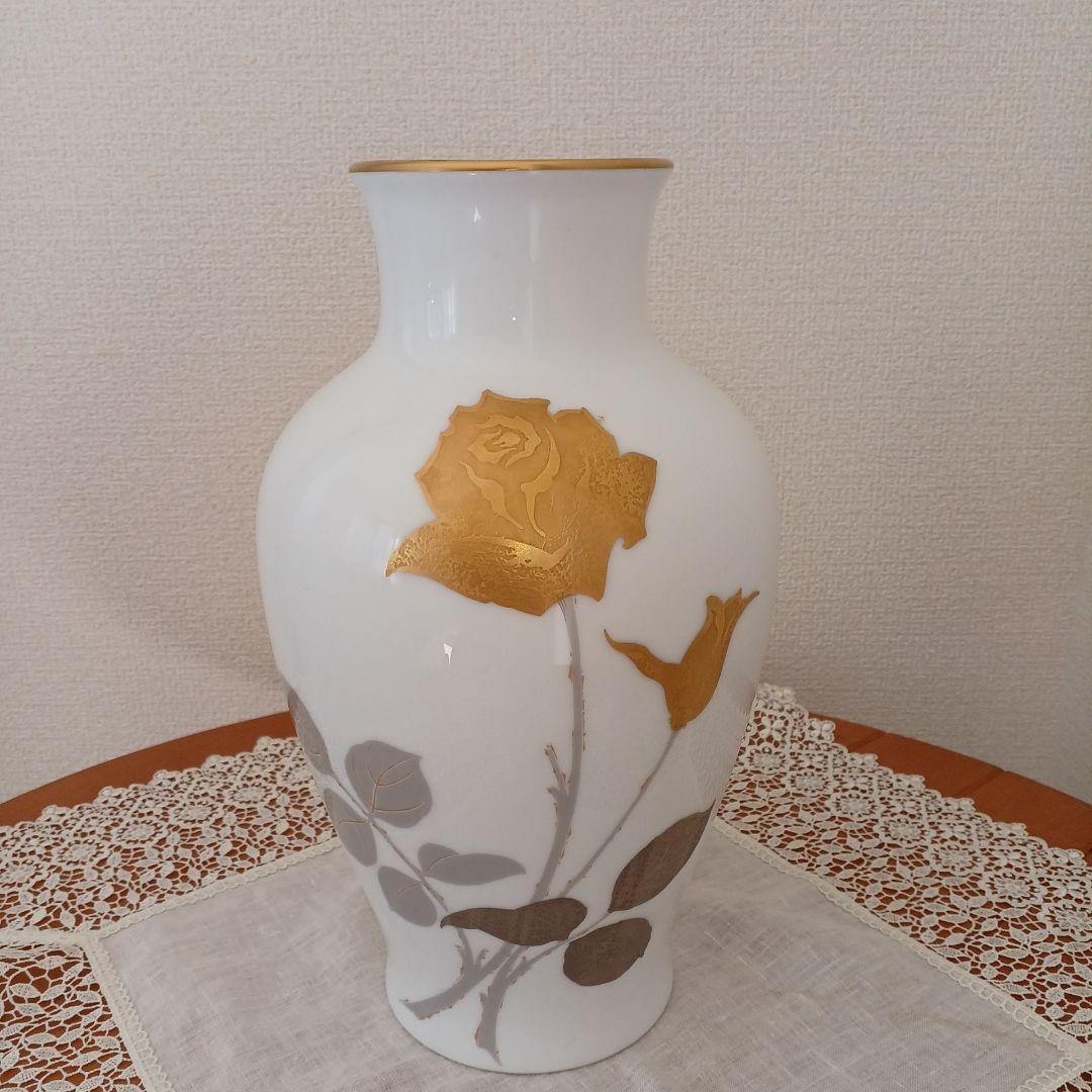 大倉陶園花瓶 金蝕バラ