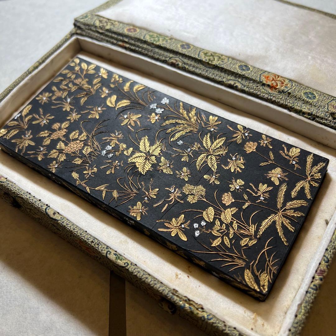 螽斯羽古墨」徽州老胡開文製 ヒビ？直し有り