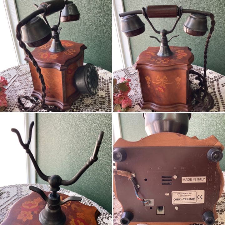 イタリア製 テレフォン 電話機 象嵌細工 インテリア ビンテージ