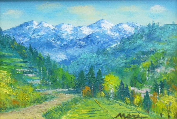 絵画 油絵 森　武 肉筆油絵 乗鞍岳 遠望