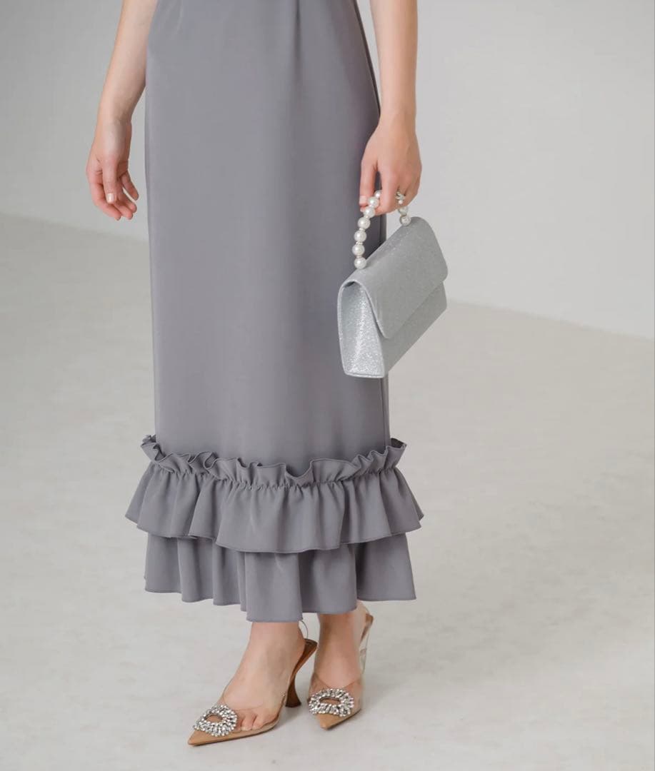 Leja グレー フリル付きパーティードレス Sサイズ ボレロ ワンピース