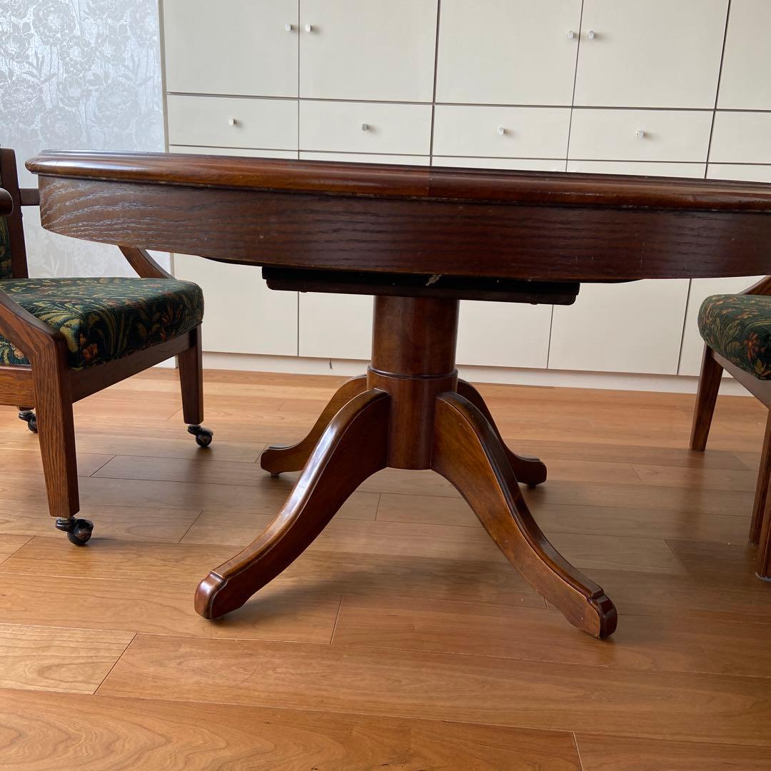 三越家具　カントリーハウス　木製円形テーブル　伸長式