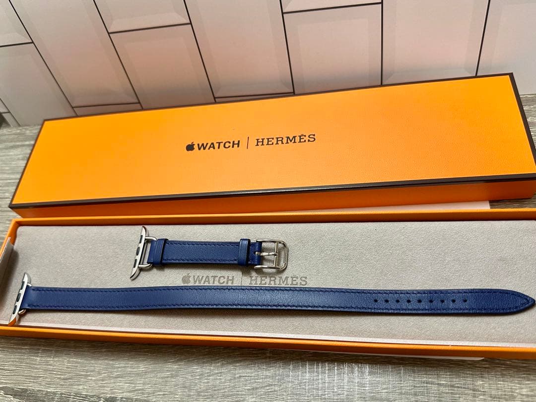 Hermes ブルー・サフィールアトラージュ・ドゥブルトゥールレザー
