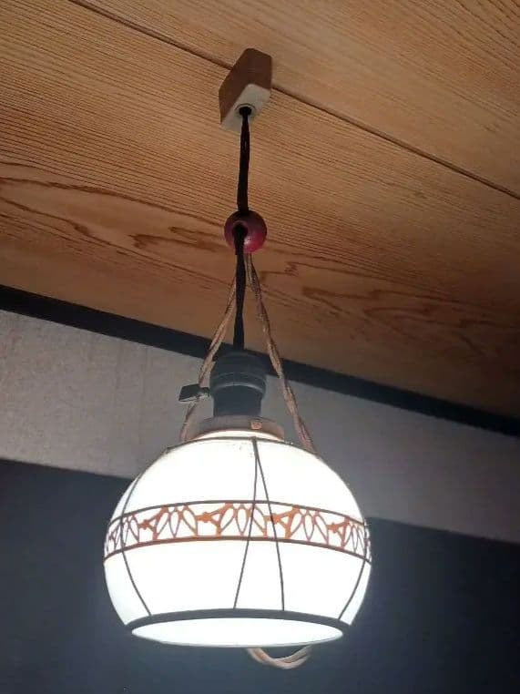 アンティーク　和風ペンダントライト LT-5264 レトロな和風のガラス製ペンダントライト1灯・花柄模様