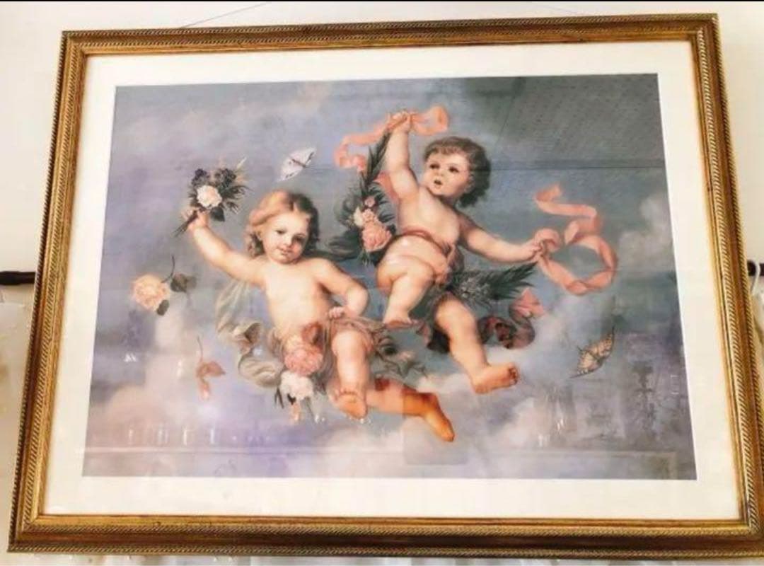 0003 絵画 天使の絵 赤 ピンク 額縁 0003 絵画 天使の絵 赤 ピンク 額縁