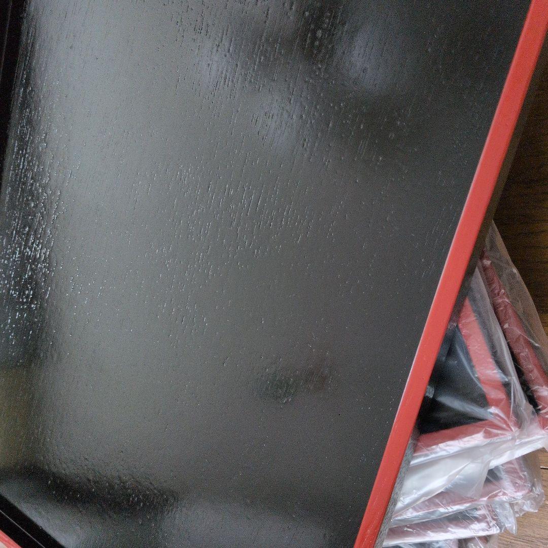 木製尺4切立長手盆　黒天朱