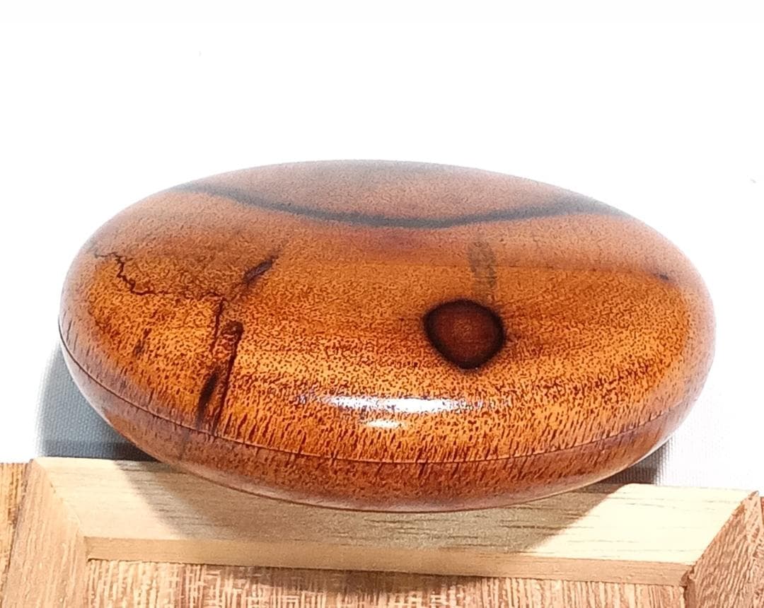 茶道具　木地師小谷宗隆作　摺漆塗黒柿丸香合　超美品！！